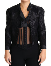 Dolce & Gabbana Schwarze Spitze durchsichtiges Korsett Organza Seidenjacke