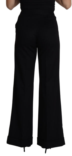 Dolce & Gabbana Schwarze Kaschmir-Hose mit weitem Bein für Frauen