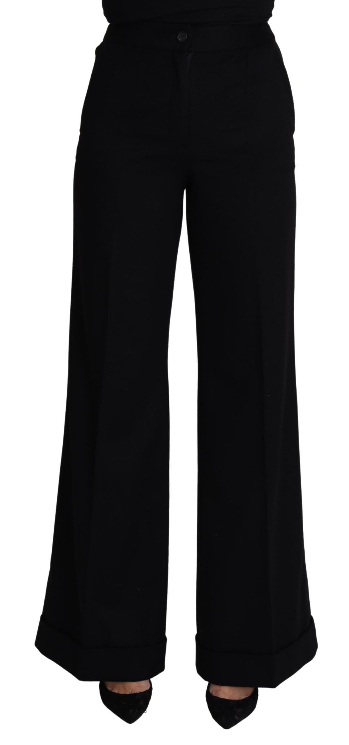Dolce & Gabbana Schwarze Kaschmir-Hose mit weitem Bein für Frauen