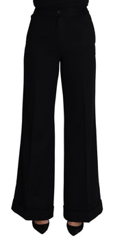 Dolce & Gabbana Schwarze Kaschmir-Hose mit weitem Bein für Frauen