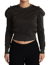 Dolce & Gabbana Schwarz Gold Cropped Damen Pullover Sweater