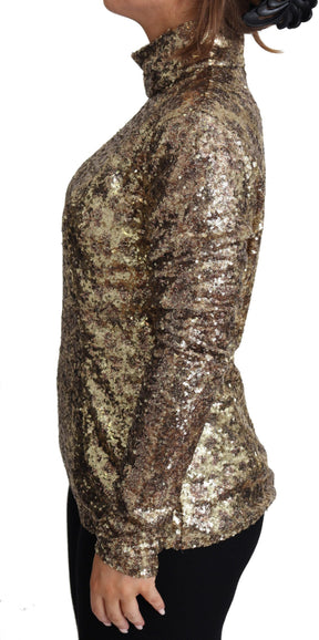 Dolce & Gabbana Brauner Leopard Fit Rollkragenpullover mit Pailletten