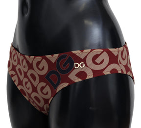 Dolce & Gabbana Multicolor DG Logo Print Bottom Beachwear Bikini Badeanzug