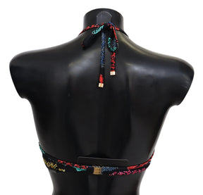 Dolce & Gabbana Schwarze Korallen Print Frauen Beachwear Bikini-Oberteile
