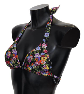 Dolce & Gabbana Schwarzer Blumendruck Badeanzug Beachwear Bikinioberteile