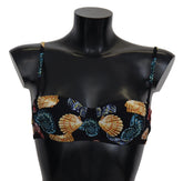 Dolce & Gabbana Schwarze Muscheln Print Damen Bademode Bikini-Oberteile