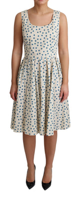 Dolce & Gabbana Beige gepunktetes A-Linien-Kleid aus Baumwolle