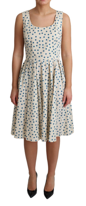 Dolce & Gabbana Beige gepunktetes A-Linien-Kleid aus Baumwolle