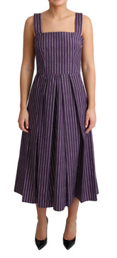 Dolce & Gabbana Lila gestreiftes Stretchkleid aus Baumwolle in A-Linie
