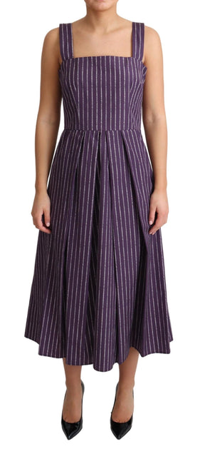 Dolce & Gabbana Lila gestreiftes Stretchkleid aus Baumwolle in A-Linie
