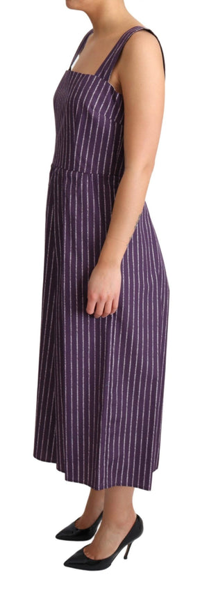 Dolce & Gabbana Lila gestreiftes Stretchkleid aus Baumwolle in A-Linie