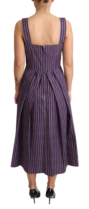 Dolce & Gabbana Lila gestreiftes Stretchkleid aus Baumwolle in A-Linie