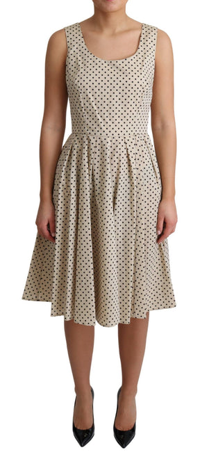 Dolce & Gabbana Beige gepunktetes Kleid aus Baumwolle in A-Linie
