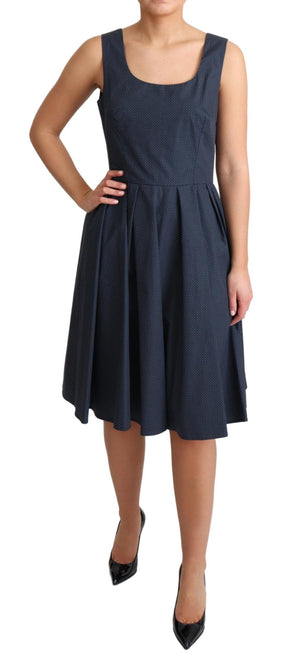 Dolce & Gabbana Blaues gepunktetes A-Linien-Kleid aus Baumwolle