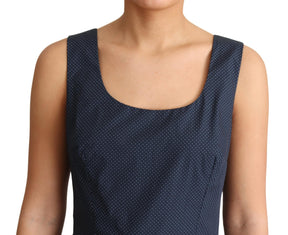 Dolce & Gabbana Blaues gepunktetes A-Linien-Kleid aus Baumwolle
