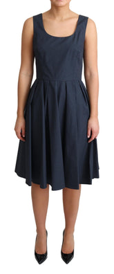 Dolce & Gabbana Blaues gepunktetes A-Linien-Kleid aus Baumwolle