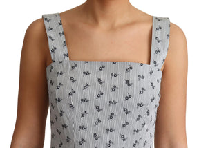 Dolce & Gabbana Blau Weiß Geblümtes Baumwollkleid in A-Linie