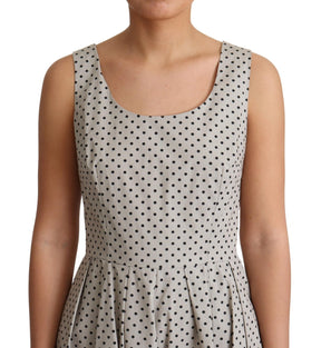 Dolce & Gabbana Beige gepunktetes Kleid aus Baumwolle in A-Linie
