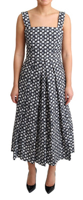 Dolce & Gabbana Blaues A-Linien-Kleid aus geometrischer Baumwolle