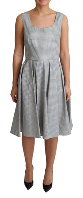 Dolce & Gabbana Graues gepunktetes A-Linien-Kleid aus Baumwolle