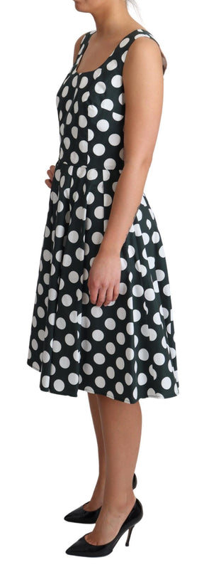 Dolce & Gabbana Grünes gepunktetes A-Linien-Kleid aus Baumwolle