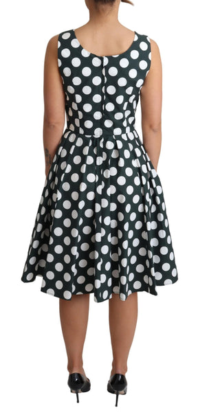Dolce & Gabbana Grünes gepunktetes A-Linien-Kleid aus Baumwolle
