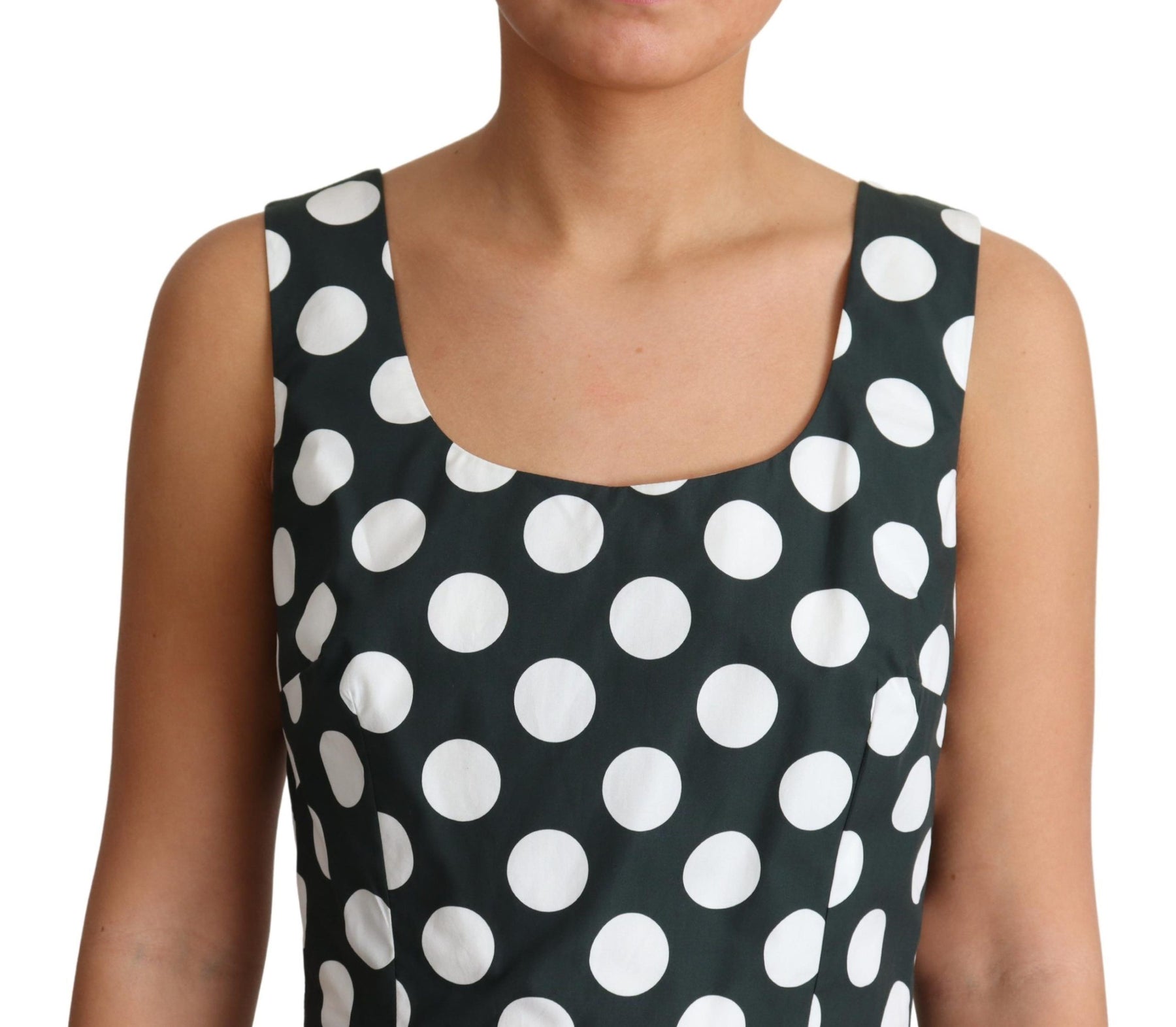 Dolce & Gabbana Grünes gepunktetes A-Linien-Kleid aus Baumwolle