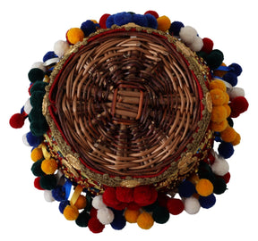 Dolce & Gabbana Multicolor Baumwolle verschönert Agnese Korb Tragetasche