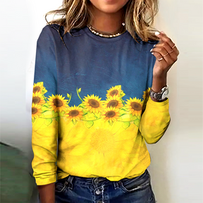 Herbstshafter Floral Print Langarm-Top - Komfort trifft auf Stil