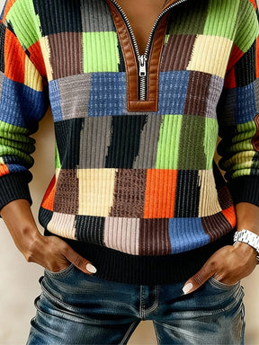 Winter Teddy Sweatshirt Damen Patchwork Warm Kuschelpulli
