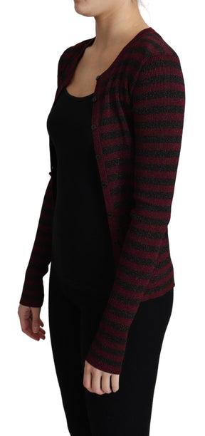 Dolce & Gabbana Schwarz-rot gestreifter Viskose-Strickpulli