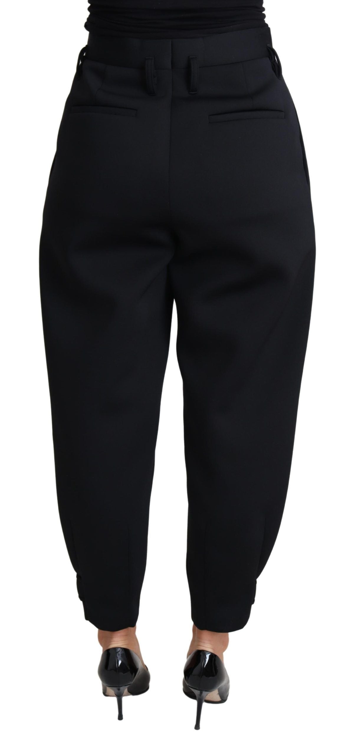Dolce & Gabbana Schwarzes Kurzkleid Polyesterhose mit hoher Taille