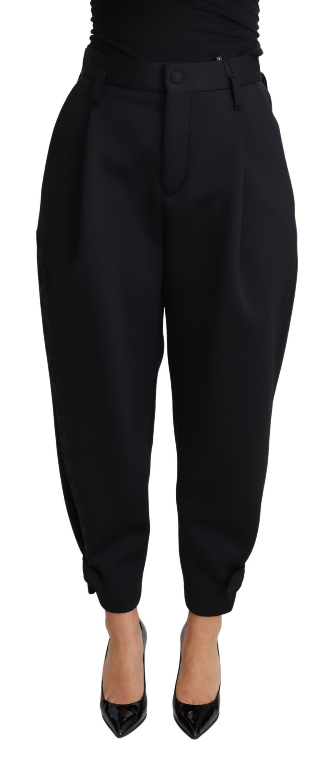 Dolce & Gabbana Schwarzes Kurzkleid Polyesterhose mit hoher Taille