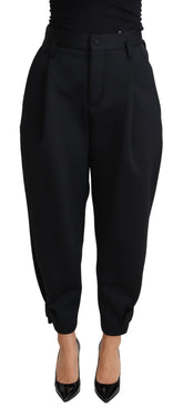 Dolce & Gabbana Schwarzes Kurzkleid Polyesterhose mit hoher Taille