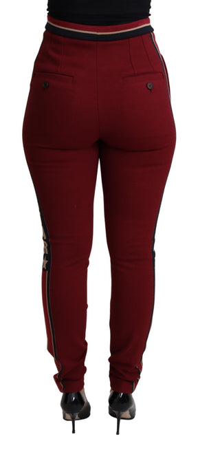 Dolce & Gabbana Rote DG Star gestreifte Skinny-Baumwollhose