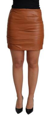 Dolce & Gabbana Brauner Lammfell-Mini-Faltenrock mit hoher Taille