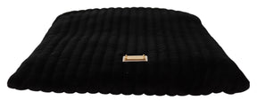 Dolce & Gabbana Schwarze Samt-Steppdecke Kordelzug Logo-Plakette Pouch Bag