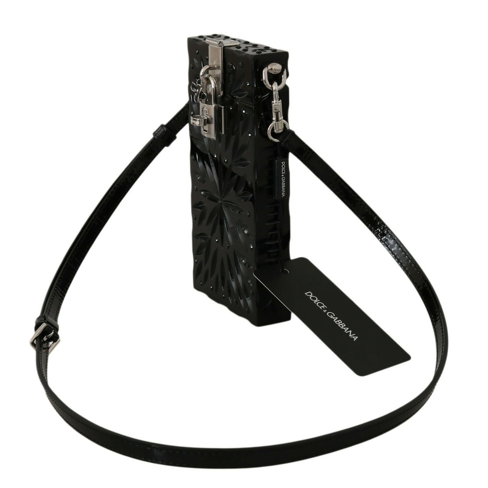 Dolce & Gabbana Schwarzer Kristall Plexiglas Kreuz Zigarettenetui Halter