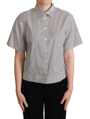 Dolce & Gabbana Schwarzes Polka Dot Hemd mit Kragen Weiß
