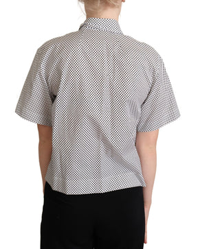 Dolce & Gabbana Schwarzes Polka Dot Hemd mit Kragen Weiß