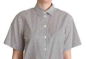 Dolce & Gabbana Schwarzes Polka Dot Hemd mit Kragen Weiß