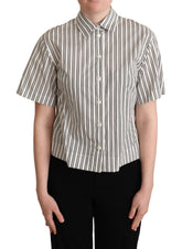 Dolce & Gabbana Weiß Schwarz Gestreiftes Hemd Bluse Top