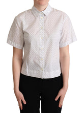 Dolce & Gabbana Weiß Schwarz Polka Dots Kragen Bluse Shirt