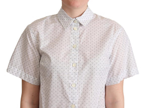 Dolce & Gabbana Weiß Schwarz Polka Dots Kragen Bluse Shirt