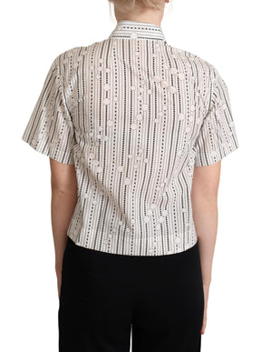 Dolce & Gabbana Weißes Kreise Dots Hemd mit Knopfleiste