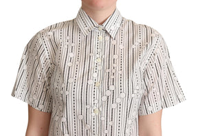 Dolce & Gabbana Weißes Kreise Dots Hemd mit Knopfleiste