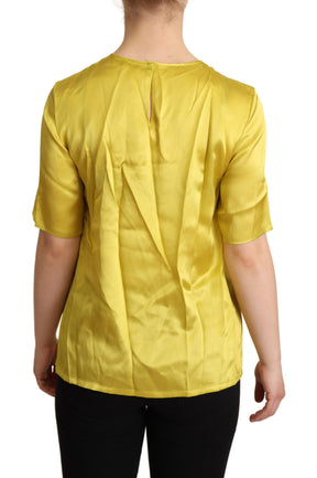 Dolce & Gabbana Gelbe Seidenbluse mit kurzen Ärmeln T-shirt