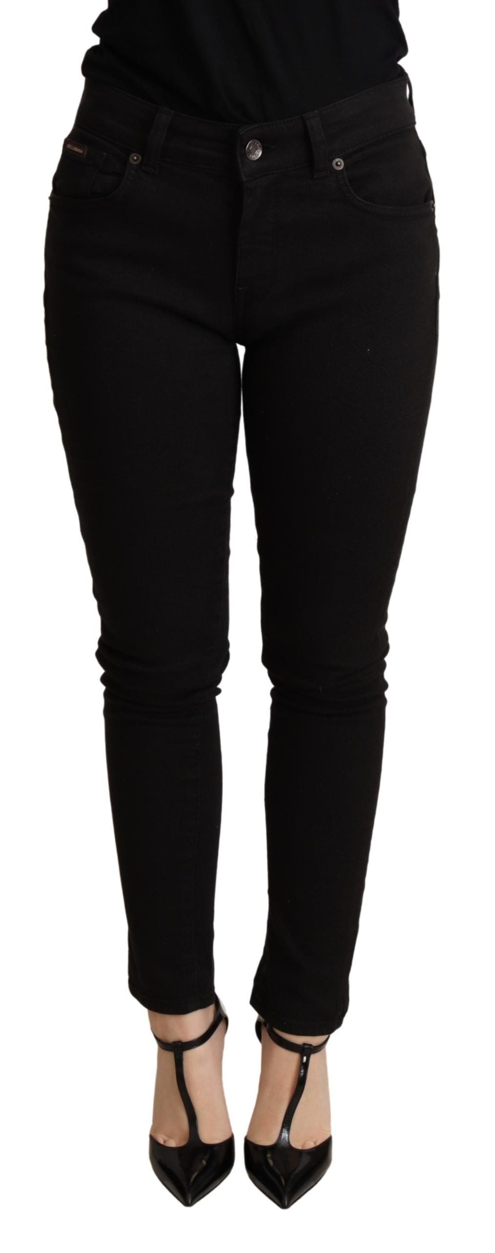 Dolce & Gabbana Schwarze Skinny Denim Baumwoll-Stretch-Hose