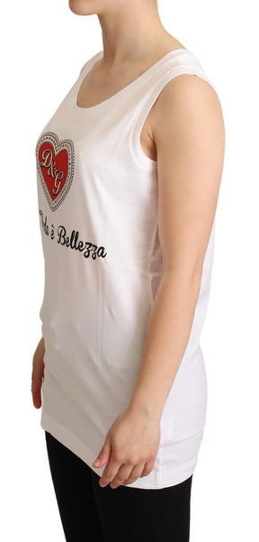 Dolce & Gabbana Weißes La Moda Kristall-Tank-T-Shirt