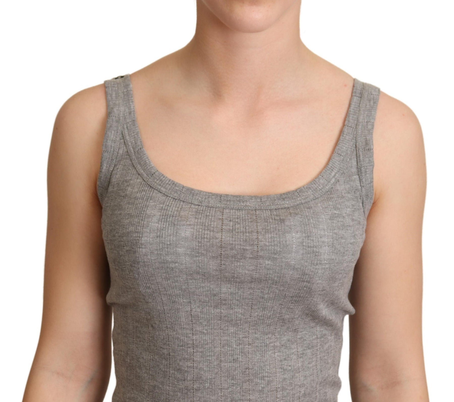 Dolce & Gabbana Graues Baumwolle Modal Canotta Tank Top T-Shirt